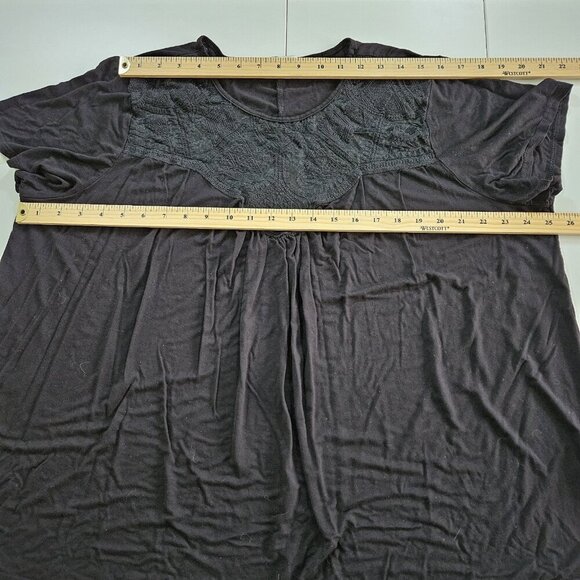 Green Envelope Top Womens 3X Black SS Lace Flowy Stretch USA Whimsigoth Cottage - Picture 4 of 13